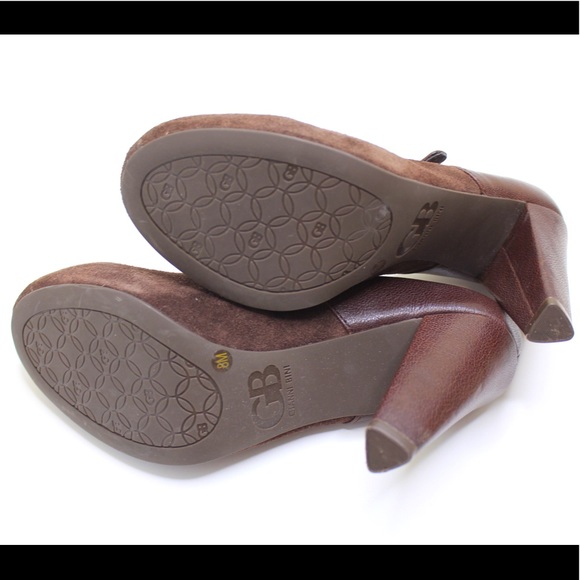 Gianni Bini Mary Jane Brown Suede/Leather Heels - Picture 6 of 8